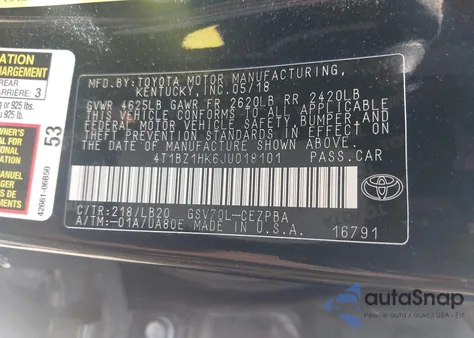 2018 Toyota Camry Xse V6 из США, поврежденный, VIN 4T1BZ1HK6JU018101